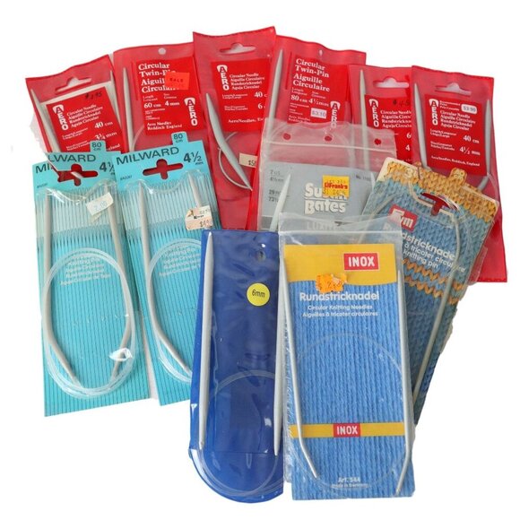 12 Vintage Circular Knitting Needles 4 1/2 mm - 3 3/4 mm - 6 mm - Picture 1 of 5